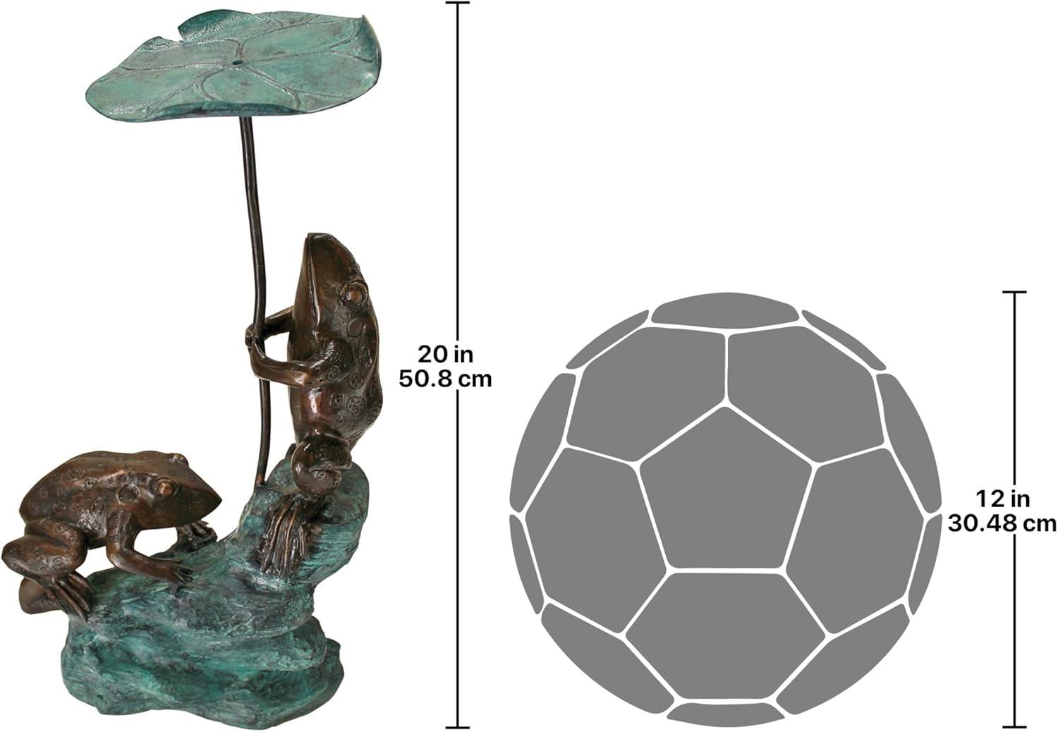 Bronze Lily Pad Umbrella Frogs Garden Statue