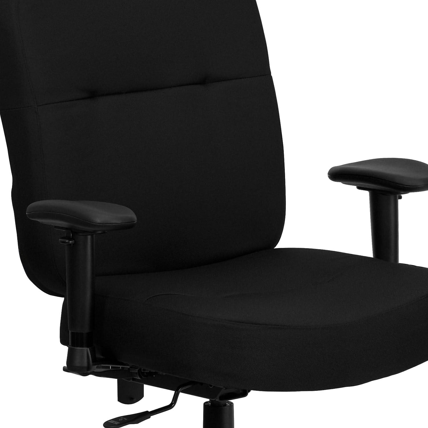 BizChair Big & Tall 400 lb. Rated Black LeatherSoft Ergonomic Drafting Chair with Adjustable Arms