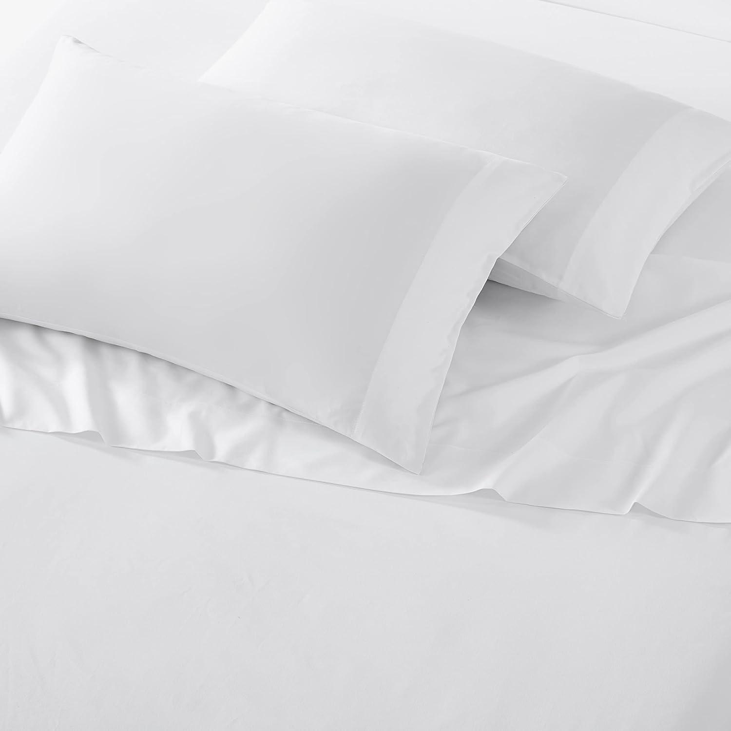 Vera Wang - Pillow Case Set, Luxury Sateen Cotton Bedding, 800 Thread Count, Soft & Smooth Home Decor (White, Standard Pillowcases)