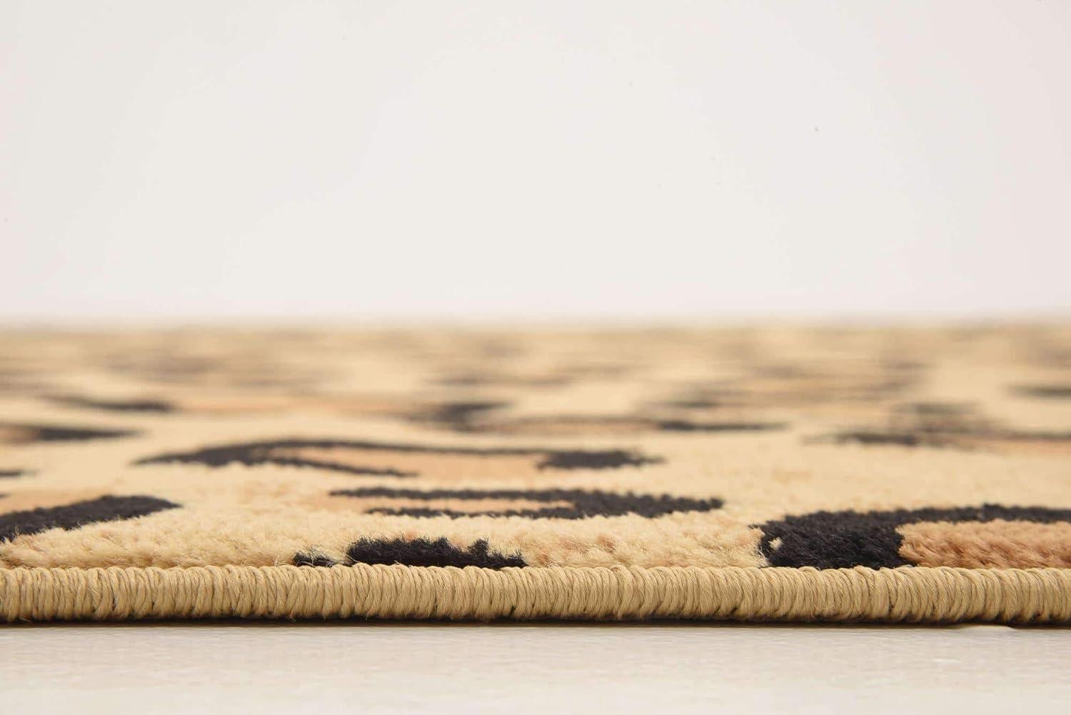 Unique Loom Wildlife Collection Area Rug - Leopard (7' 10" Square Light Brown/Black)