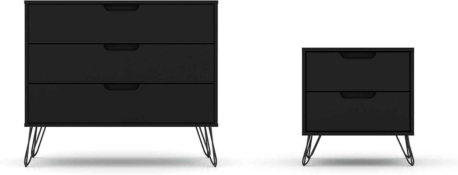 Manhattan Comfort Rockefeller Wood Dresser and Nightstand in Natural/Gray