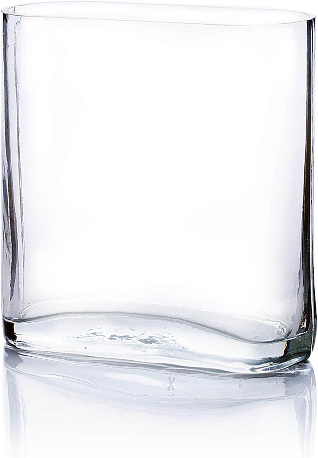 WGV Clear Rounded Corner Rectangular Glass Block Vase - 3" Wide x 8" Height, Good quality, Heavy Weighted Base - 1 Pc