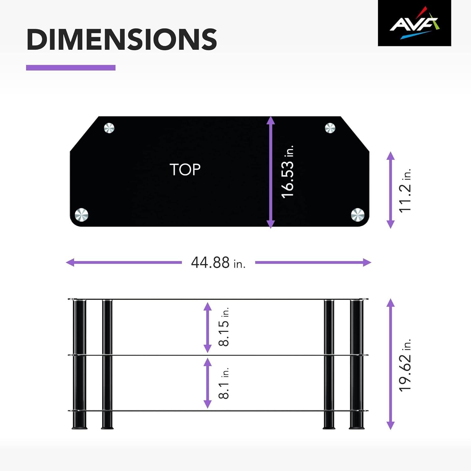 Modern Black Aluminum Corner TV Stand with Glass Shelves