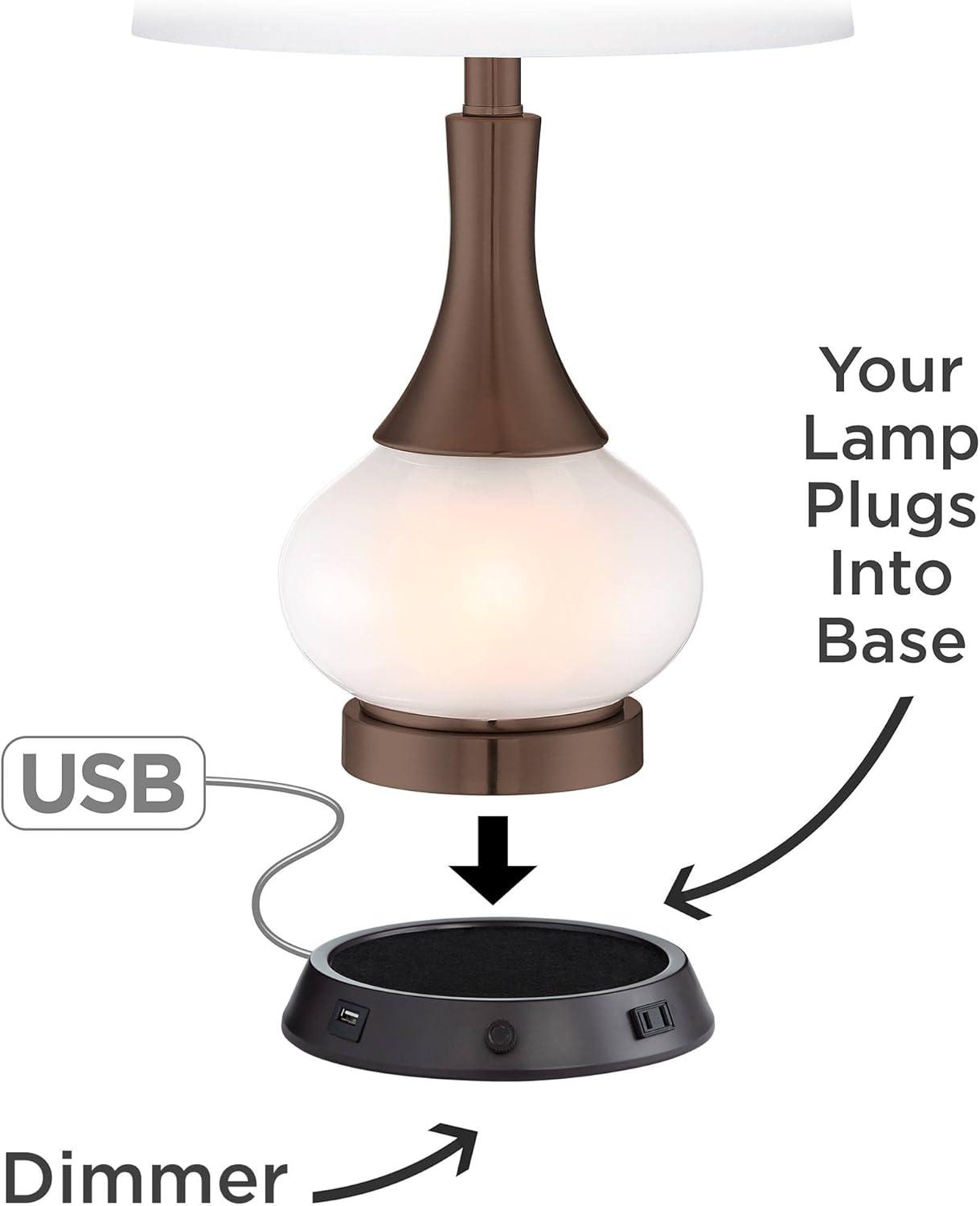 360 Lighting Universal Charging Workstation Table Lamp Base with USB and Outlet Dimmer Bronze for Living Room Bedroom Office