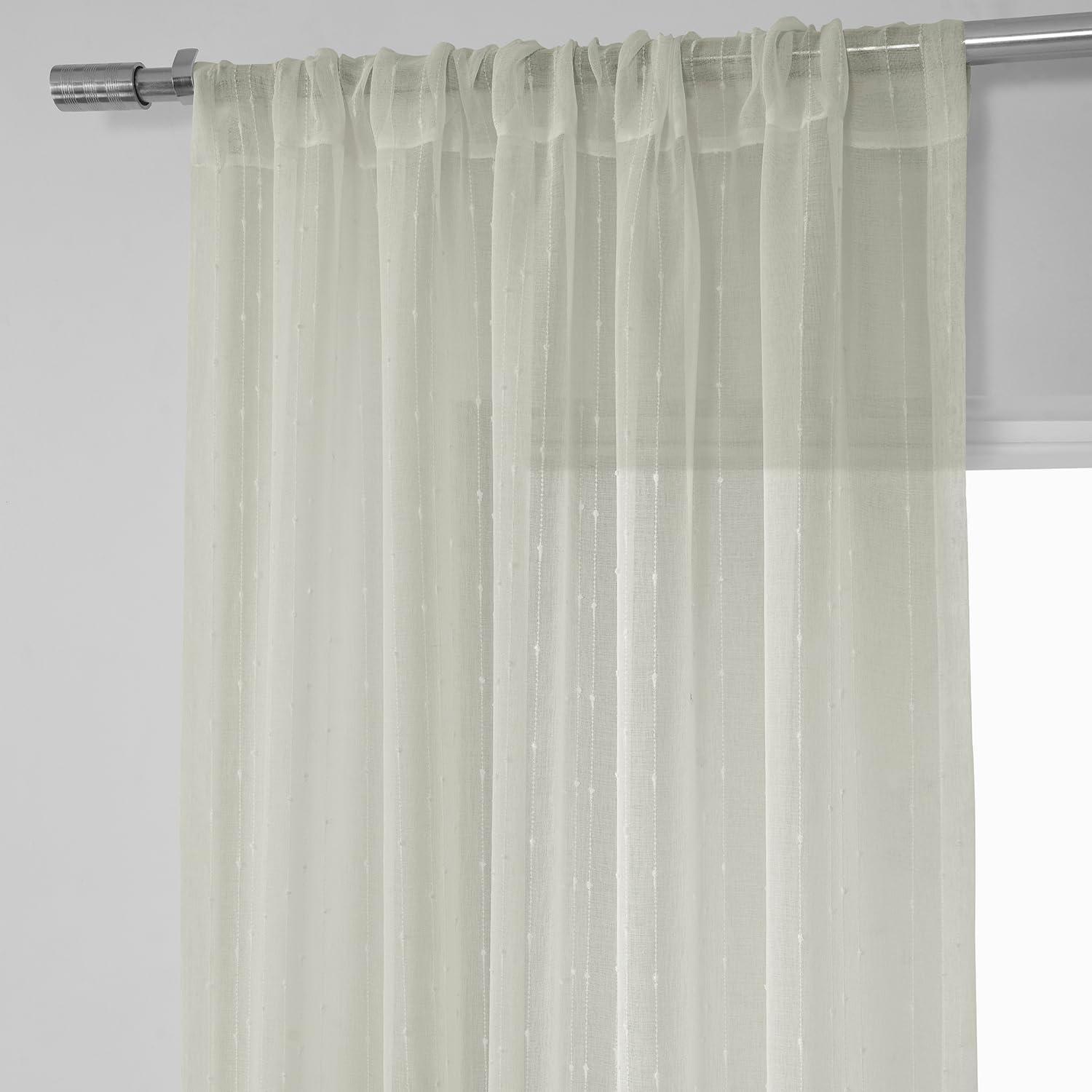 Montpellier Striped Faux Linen Sheer Curtain (1 Panel), Montpellier, 50W X 96L