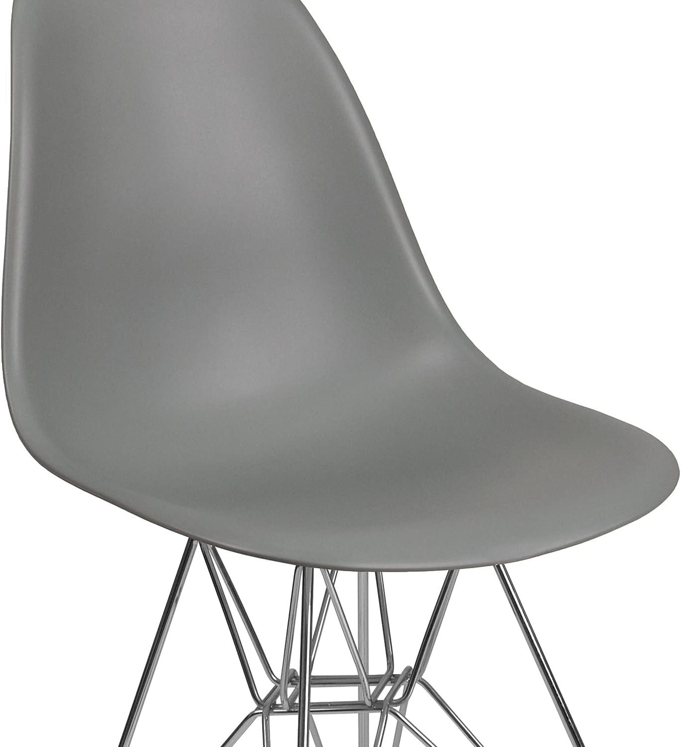 Flash Furniture 2 Pack Elon Series Moss Gray Plastic Chair with Chrome Base