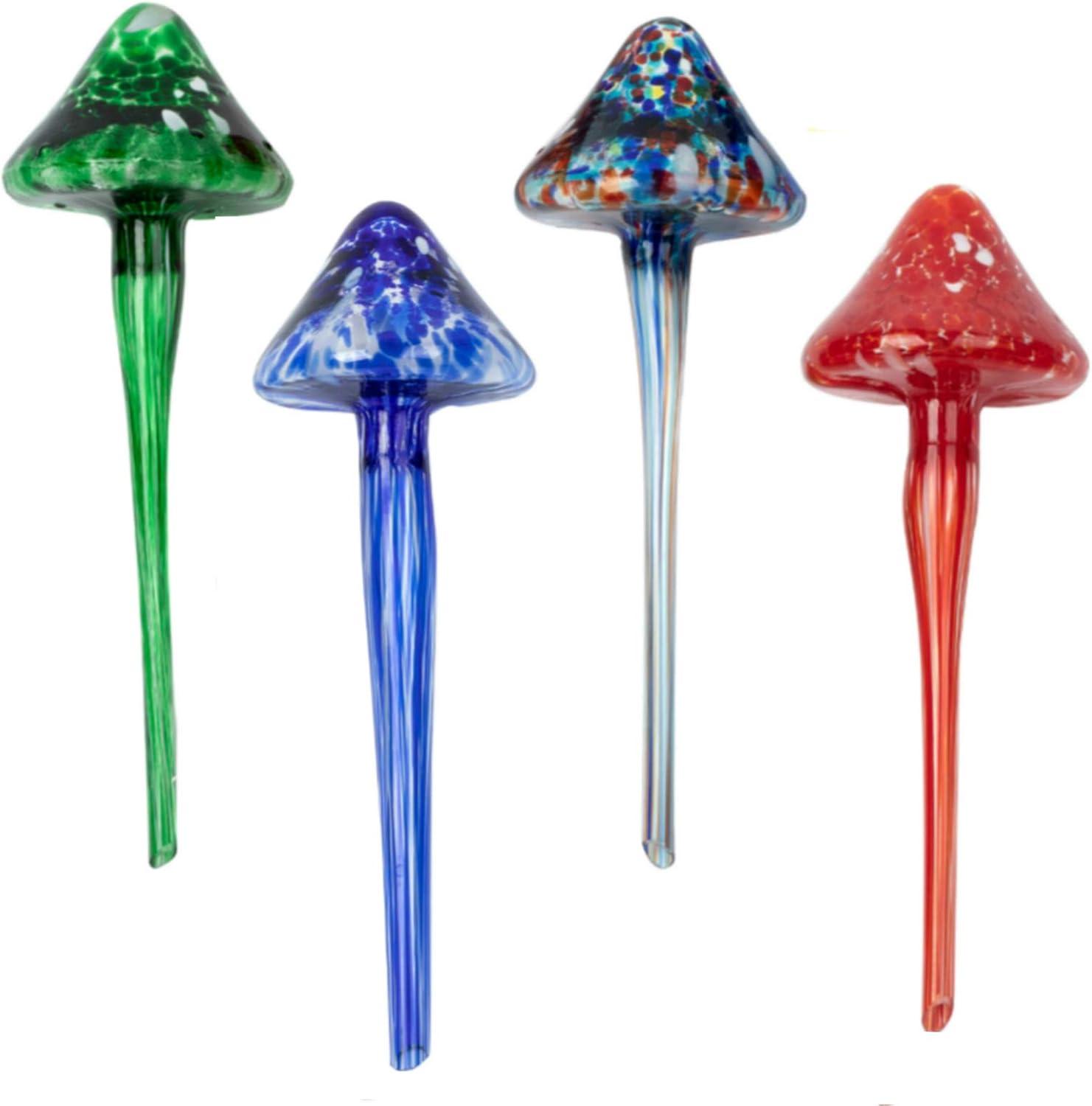 Colorful Glass Mushroom Self-Watering Plant Stakes