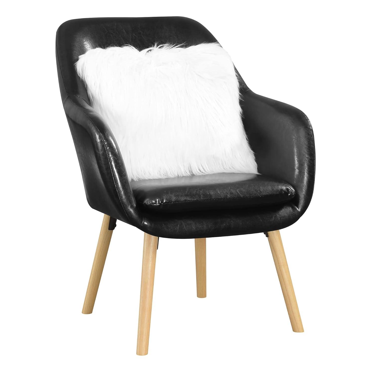 Convenience Concepts Take a Seat Charlotte Wingback Accent Armchair, Black Faux Leather, All Ages