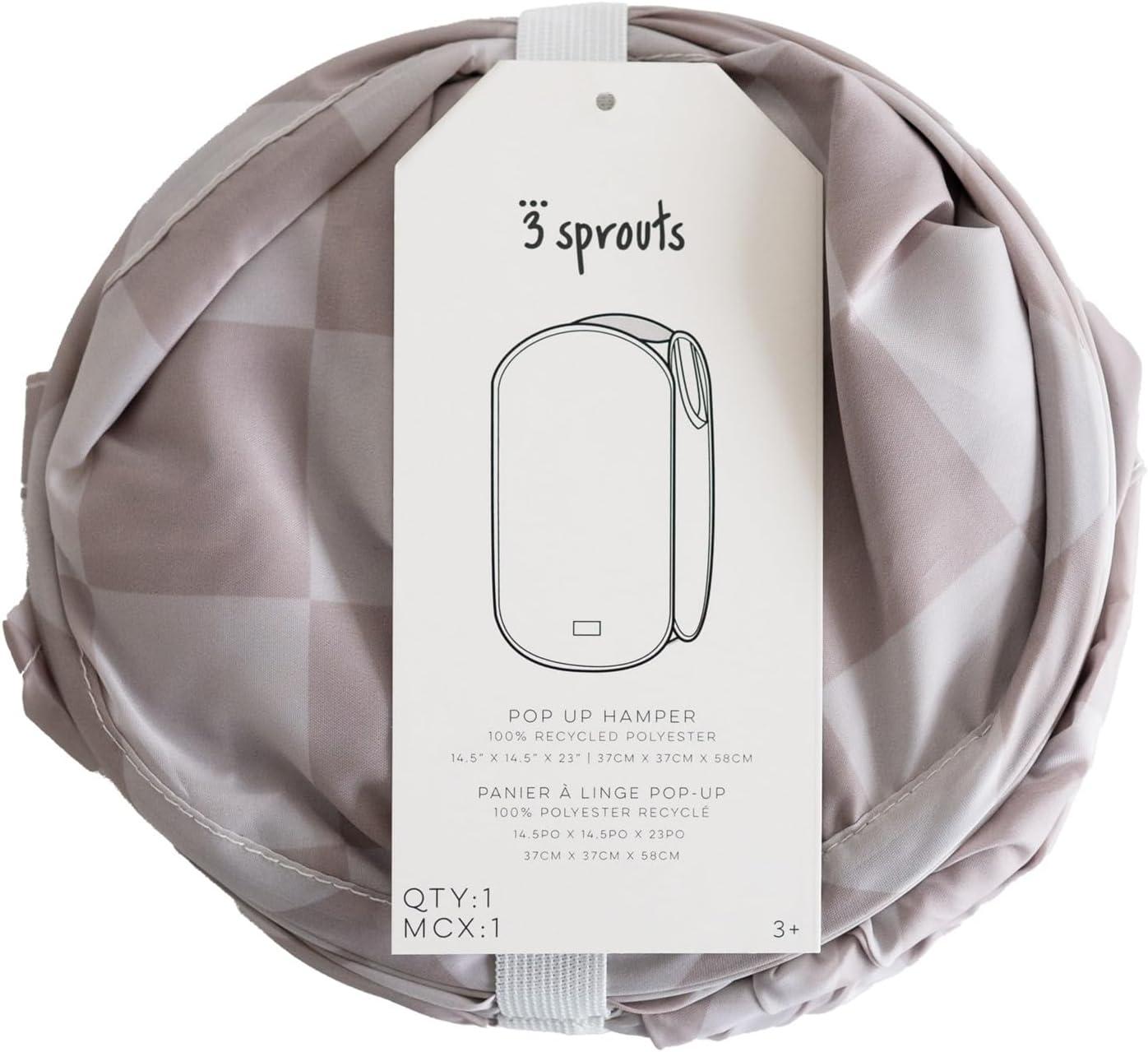 3 Sprouts Baby & Kids Recycled Fabric Pop-up Laundry Hamper - Gingham Beige