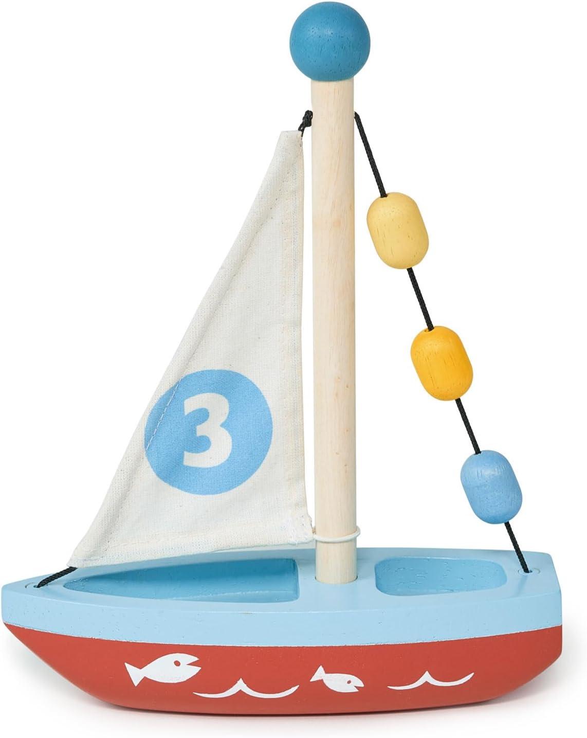 Mentari Toys - Wooden Sailaway Boat - Educational Wooden Sailing Boat Play Set with 3 Colorful Beads - Imaginative Play and Fine Motor Skills, Ship Toy Set for Boys and Girls - Age 18m+