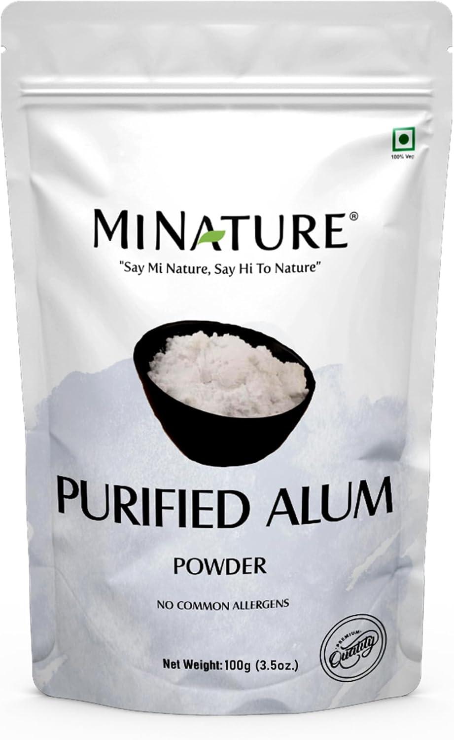 Mi Nature Alum Powder Potassium (Fitkari/Phitkari) -100% Natural Skincare for Acne, Odor Control & Water Purification Face Mask for |Pore Refining 100g |Face Pack Powder |Cruelty-Free