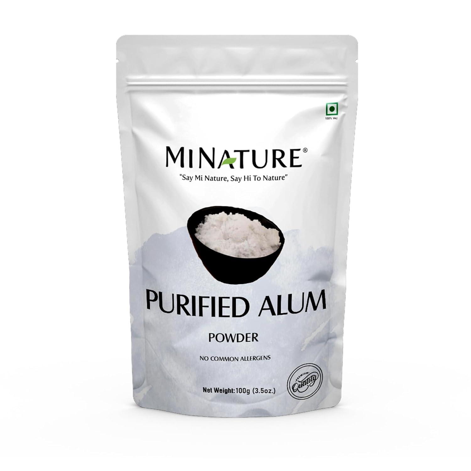 Mi Nature Alum Powder Potassium (Fitkari/Phitkari) -100% Natural Skincare for Acne, Odor Control & Water Purification Face Mask for |Pore Refining 100g |Face Pack Powder |Cruelty-Free