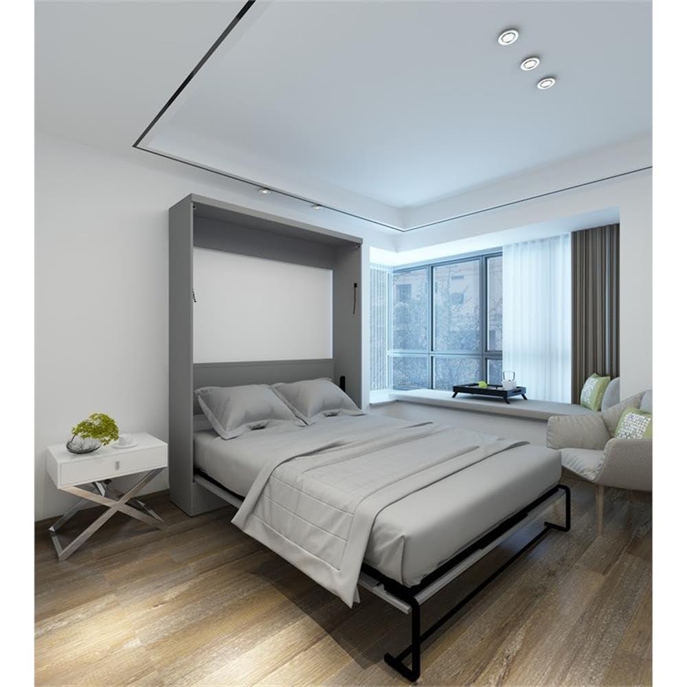 RoomAndLoft Modern Solid Wood Queen Murphy Wall Bed Gray