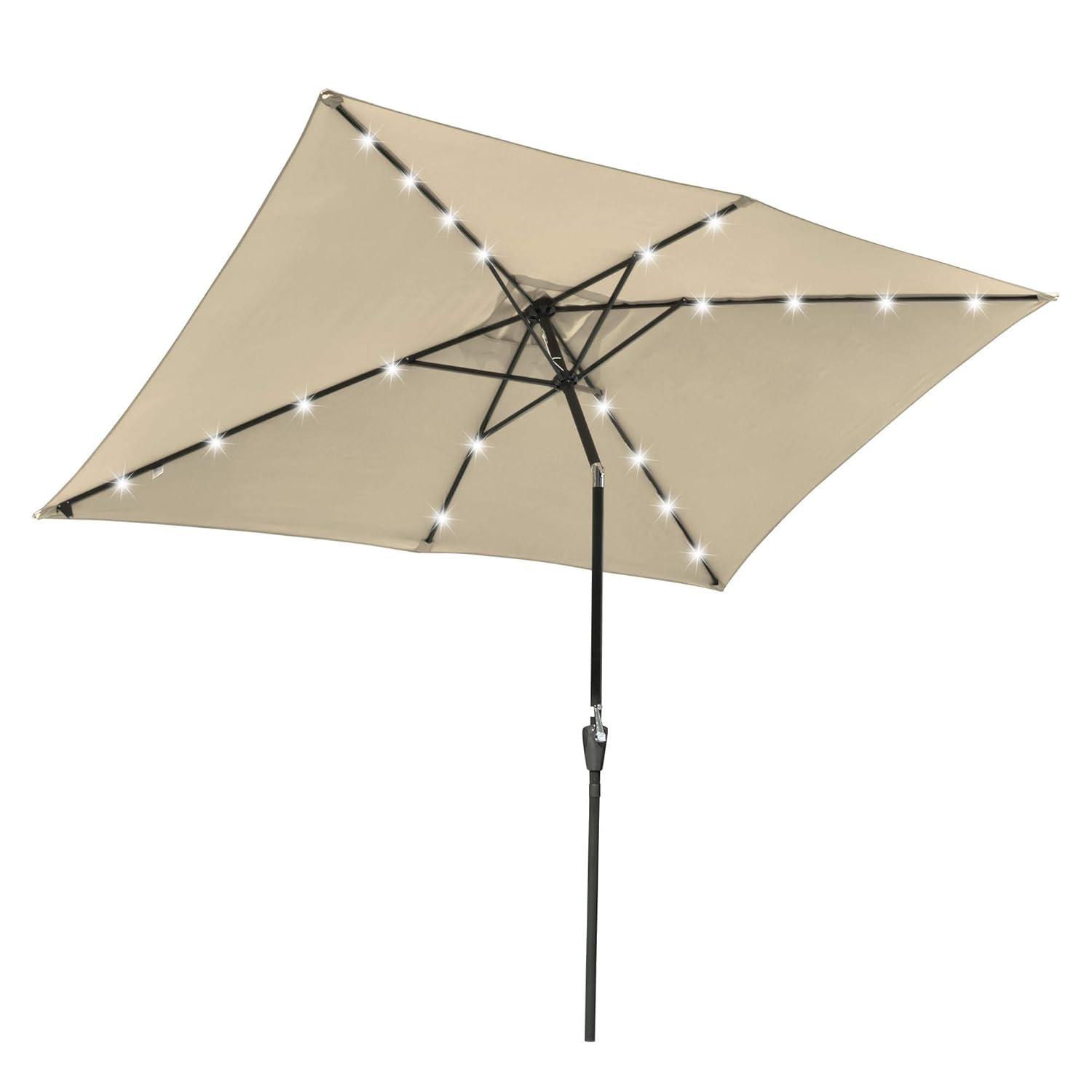 Latitude Run® 9 Feet Patio LED Solar Umbrella With Crank