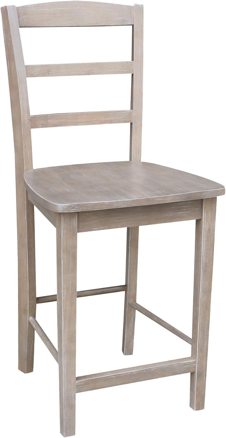 International Concepts 24" Madrid Counter Height Barstool Washed Gray/Taupe : Hardwood Ladder-Back, Spot Clean