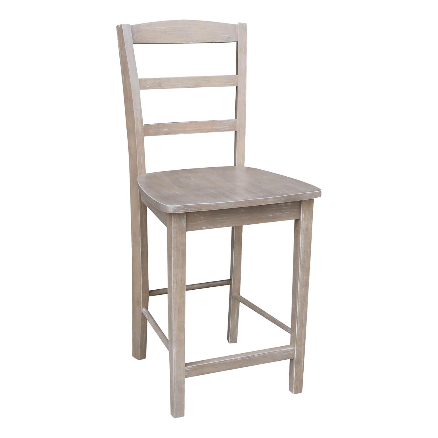 International Concepts 24" Madrid Counter Height Barstool Washed Gray/Taupe : Hardwood Ladder-Back, Spot Clean