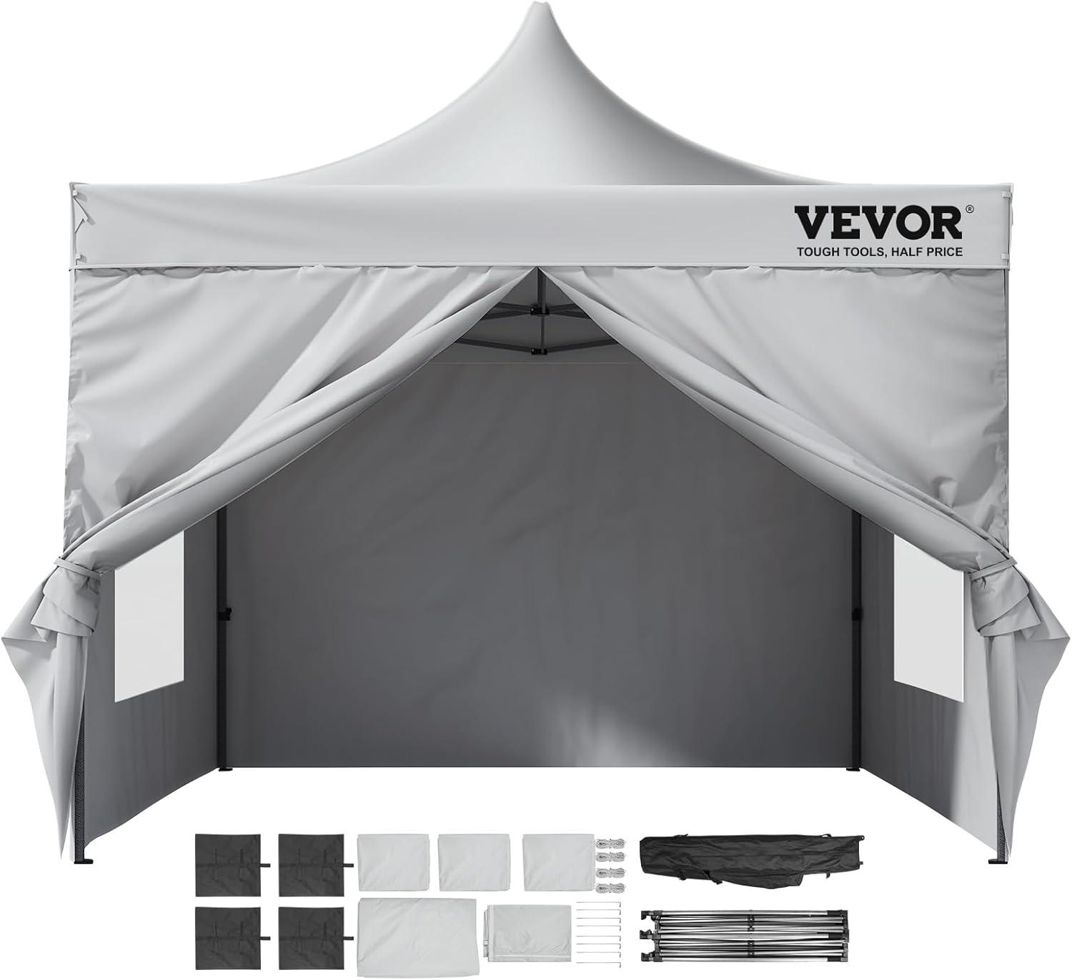 BENTISM 10x10 FT Pop up Canopy Tent with Removable Sidewalls, Outdoor Instant Canopies Portable Gazebo & Wheeled Bag, UV Resistant Waterproof, Enclosed Canopy Tent