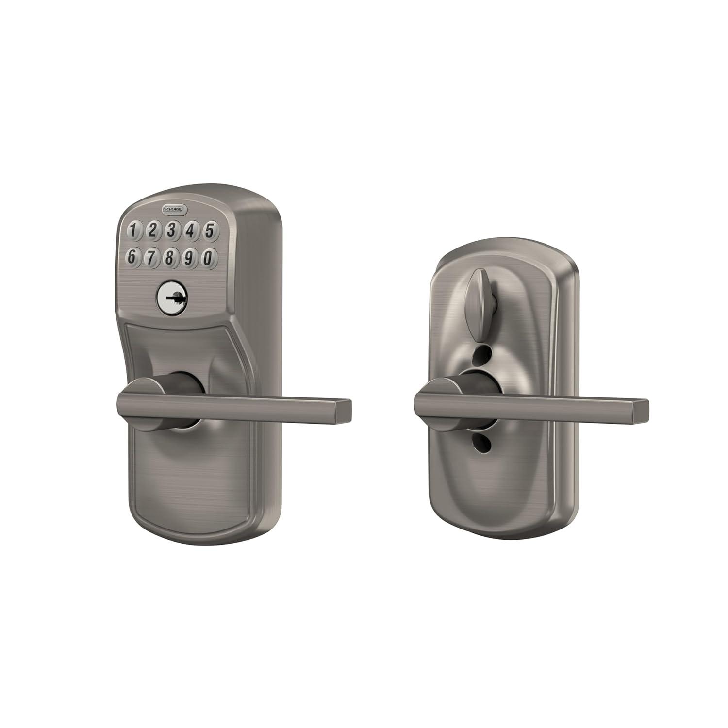 Satin Nickel Universal Keypad Door Lever with Flex-Lock