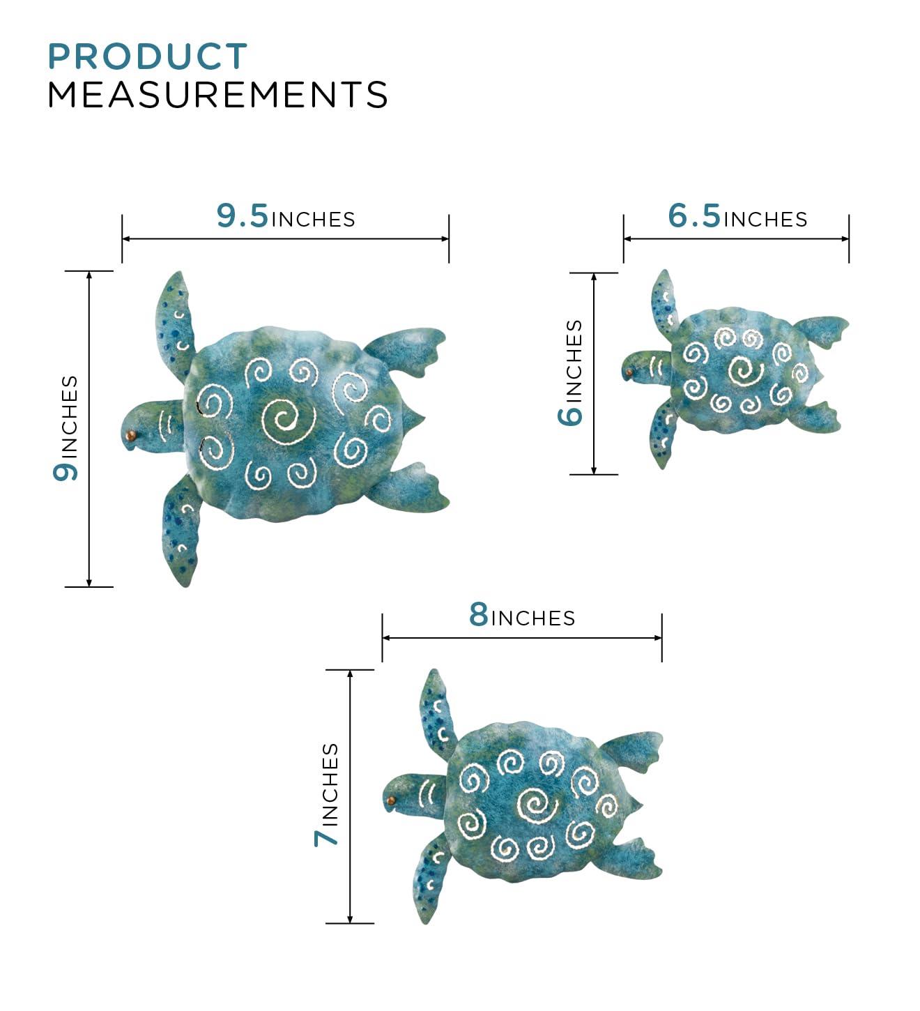 Regal Art & Gift Sea Turtle Wall Décor, Handcrafted Metal Ocean-Inspired Art, Weather-Resistant Coastal Decor for Indoor & Outdoor, Ideal for Living Room, Porch & Backyard, 9.5”L x 0.75”W x 9”H