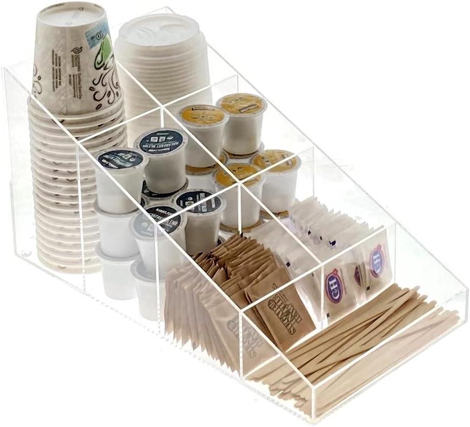 OnDisplay Java Joe Acrylic Breakroom.Kitchen Coffee Station Organizer for Cups/Lids/Sugar/Tea/Stirrers