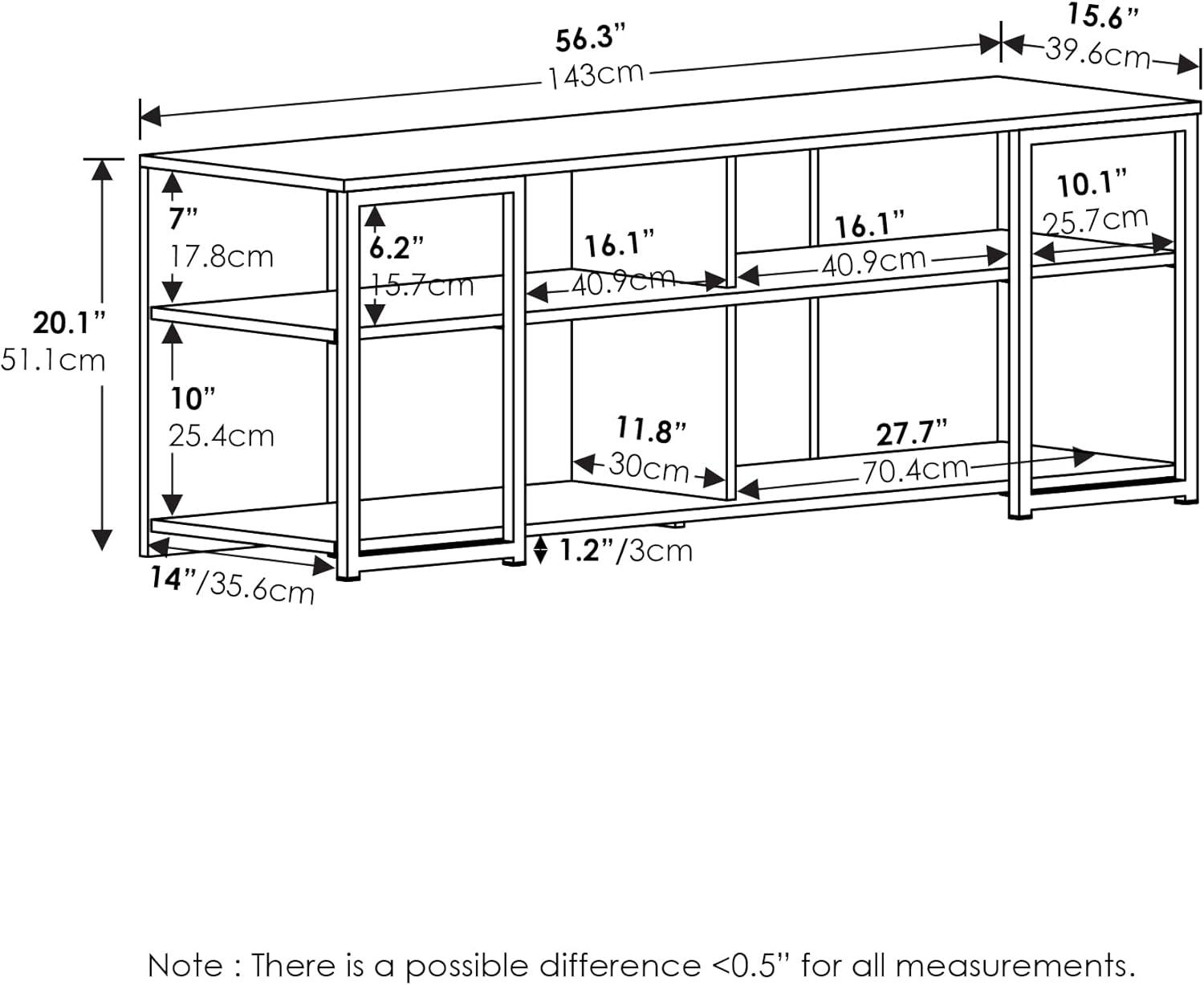 Solid White Modern TV Stand with Metal Frame for 65" TVs