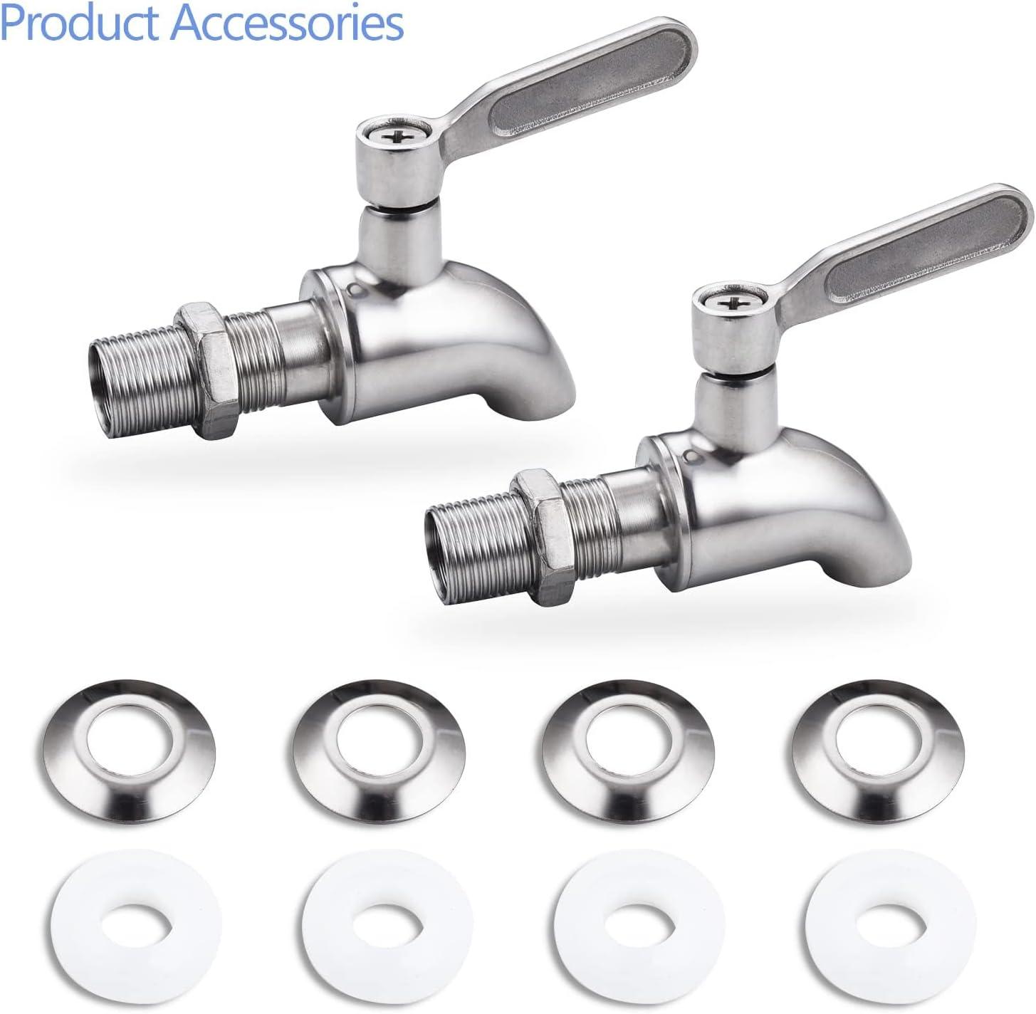 Polished Stainless Steel Beverage Dispenser Replacement Spigot Set