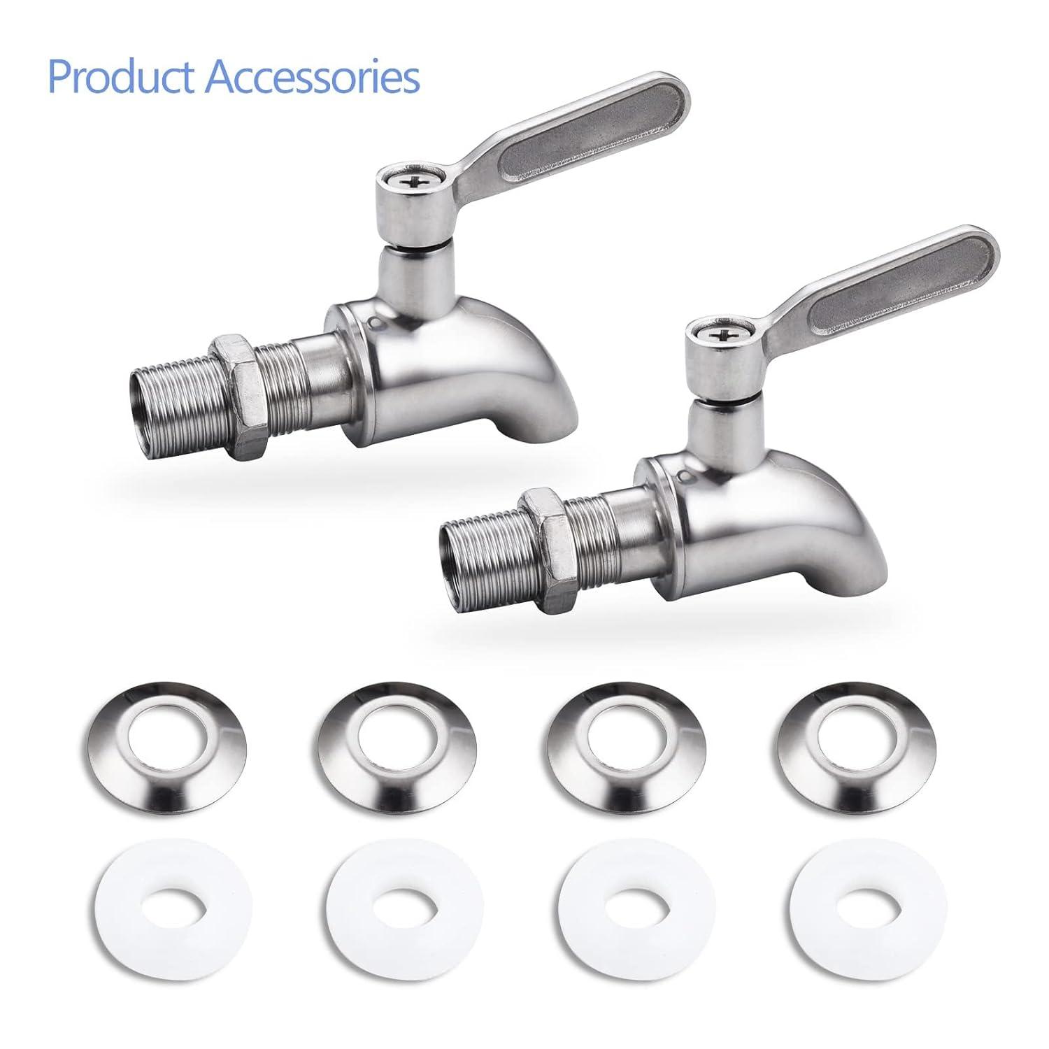 Polished Stainless Steel Beverage Dispenser Replacement Spigot Set