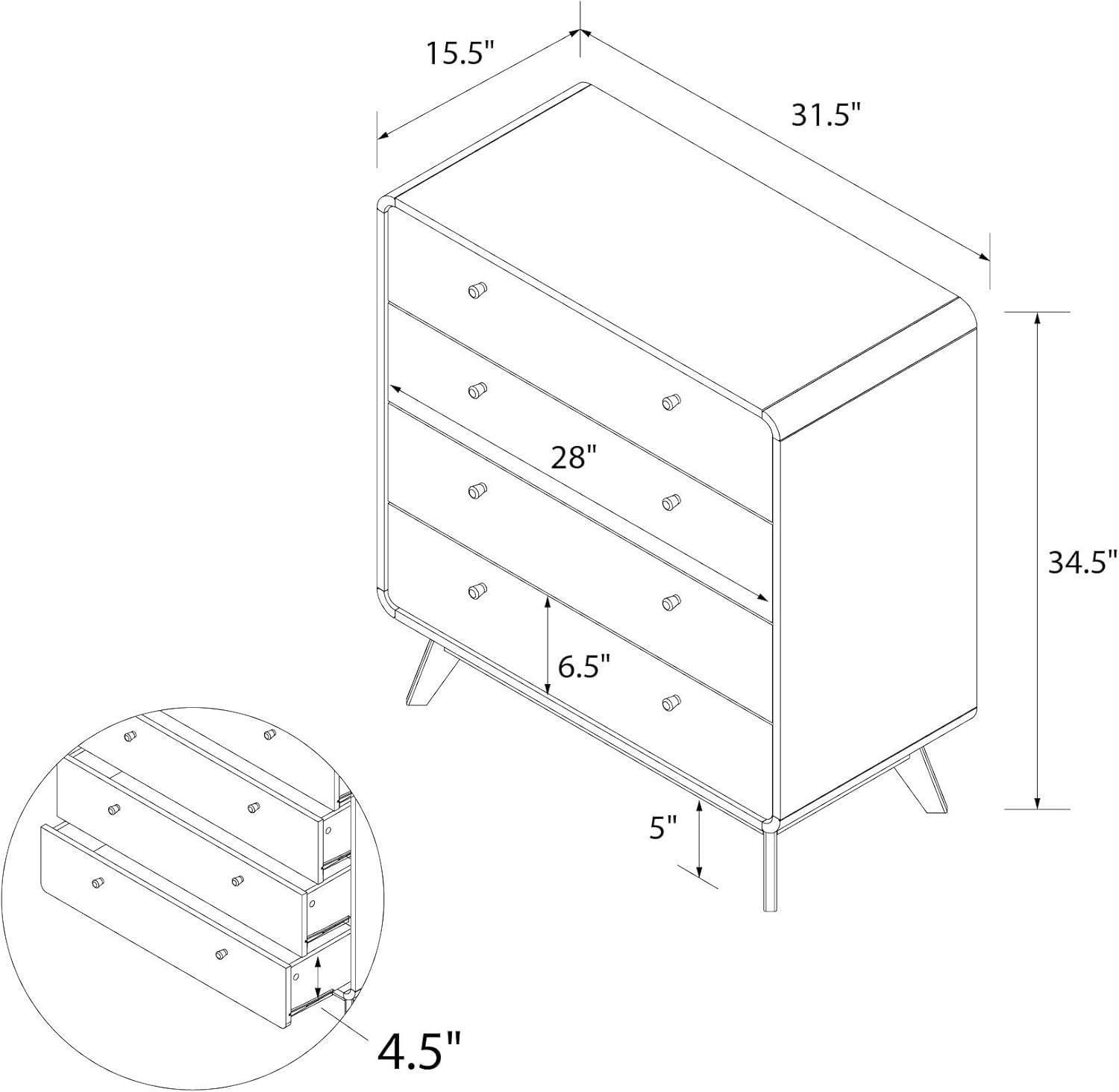 Ren Home Leva Scandinavian 4 Drawer Dresser