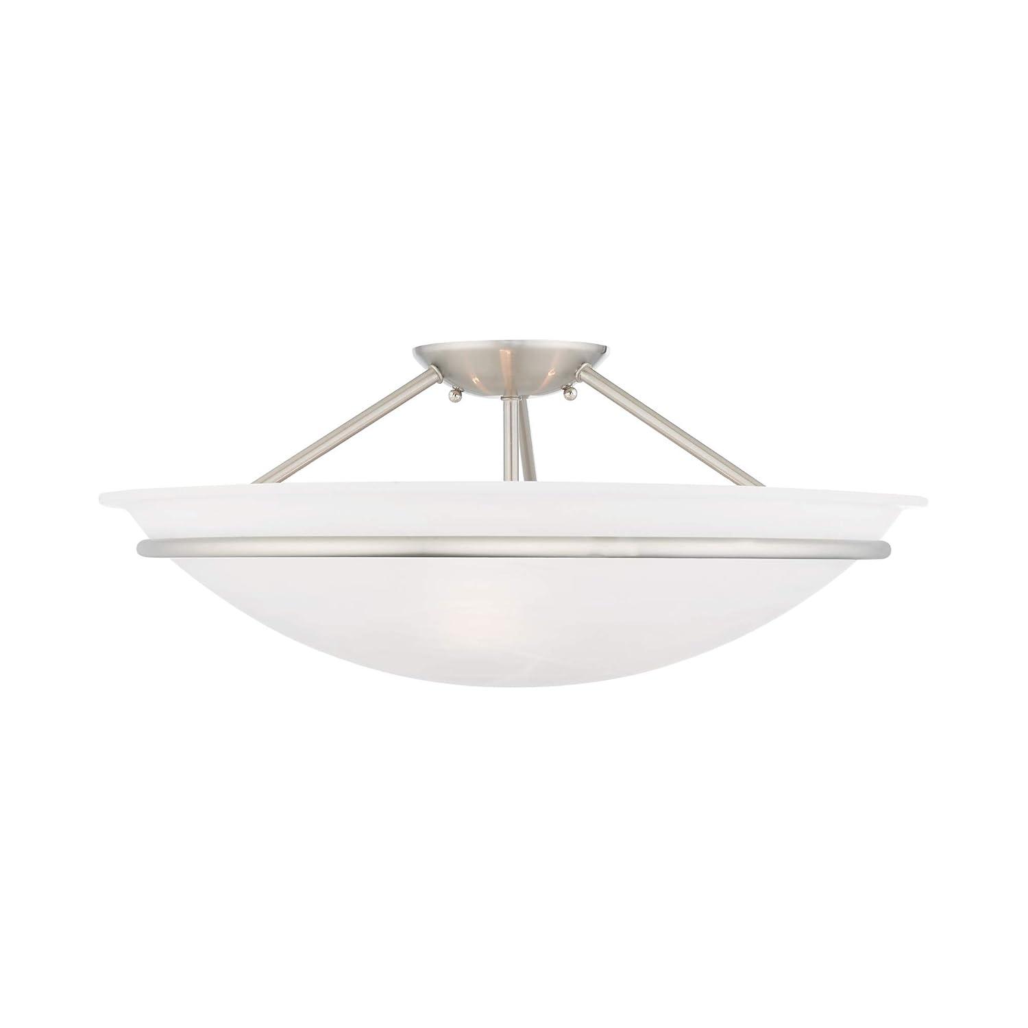 Livex Lighting Newburgh 3 - Light Semi-Flush Mount in  Brushed Nickel