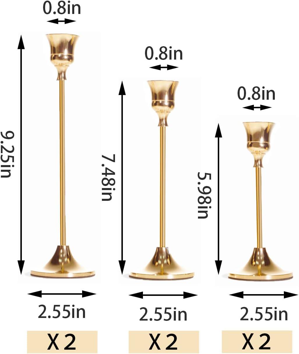 NLBTW Set of 6 French Gold Candlestick Holders, Taper Candle Holders for Wedding, Party Decor