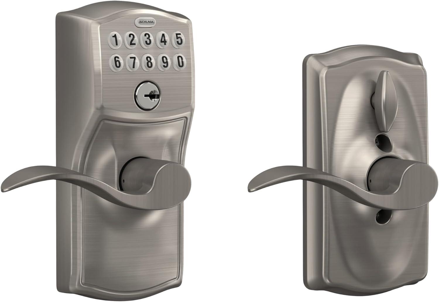 Satin Nickel Electronic Keypad Entry Lock with Lever