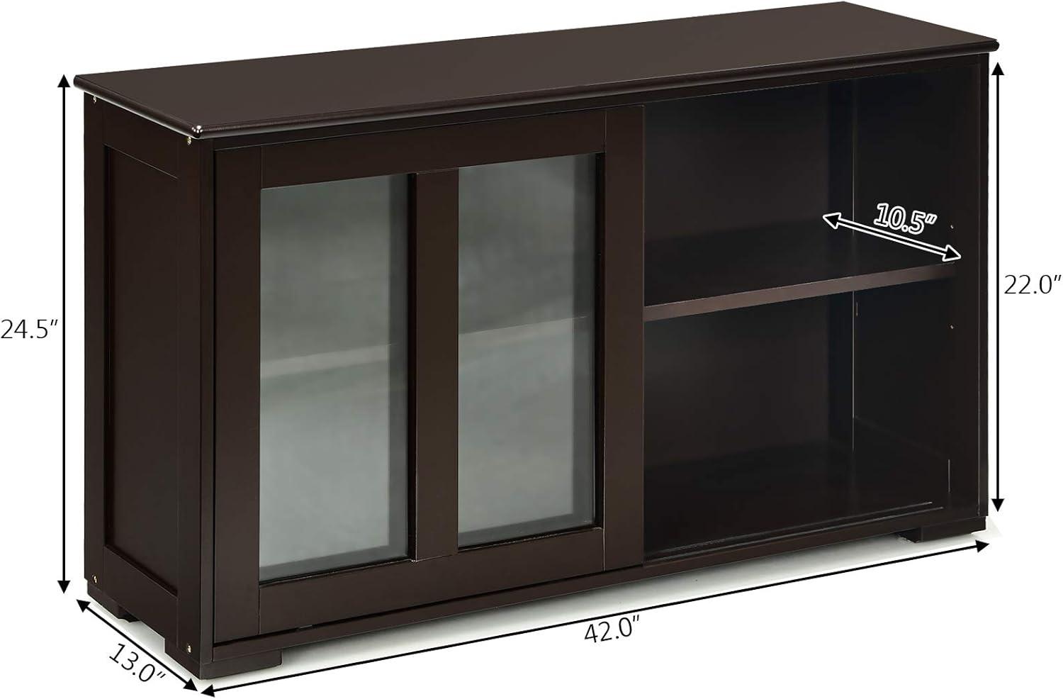 Kepooman Sideboard Buffet, Kitchen Storage Cabinet,Sideboard Buffet Cupboard Storage Cabinet with Sliding Door-Brown