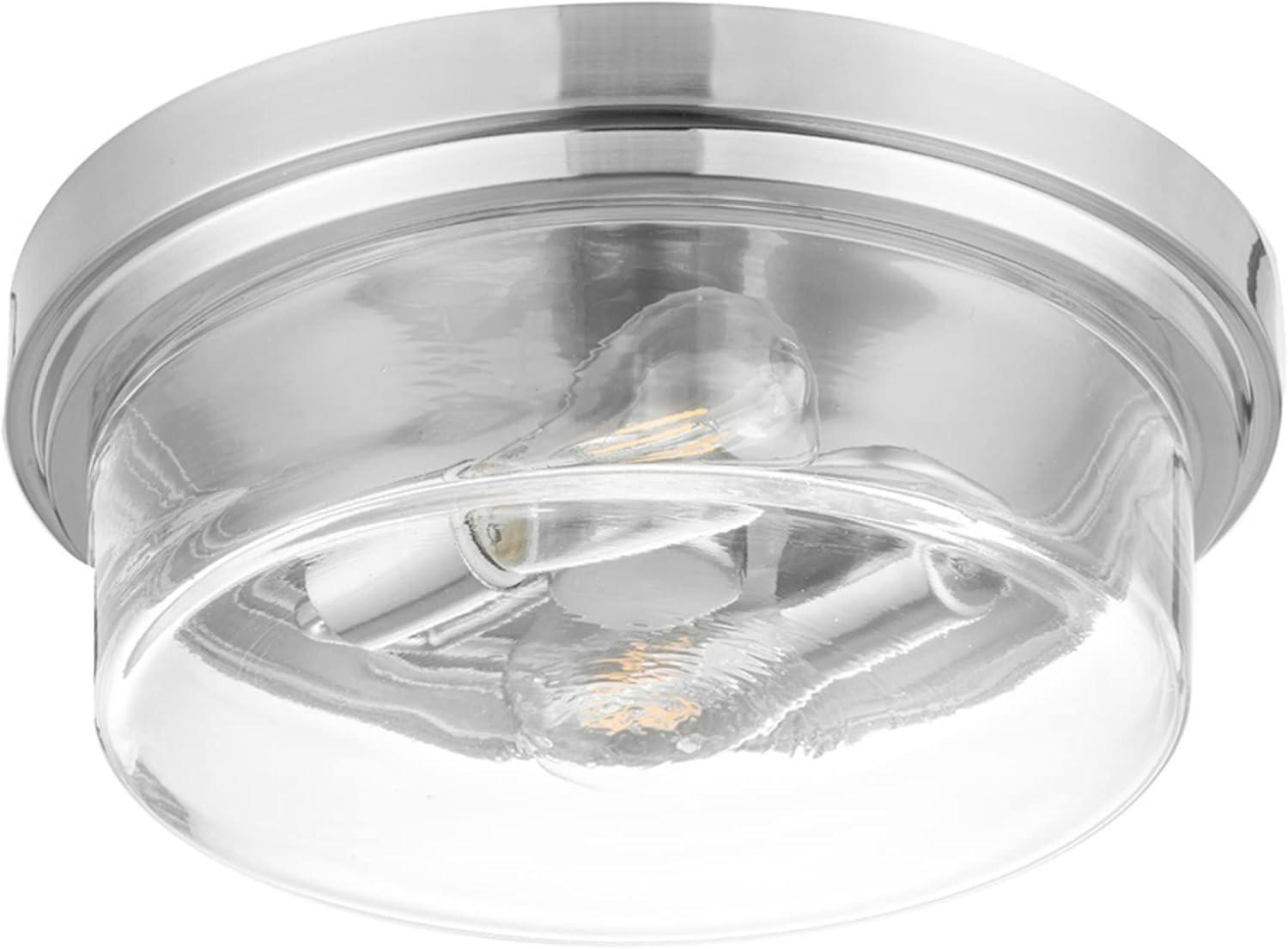 Madalyn 13" Brushed Nickel Clear Glass Drum Ceiling Light