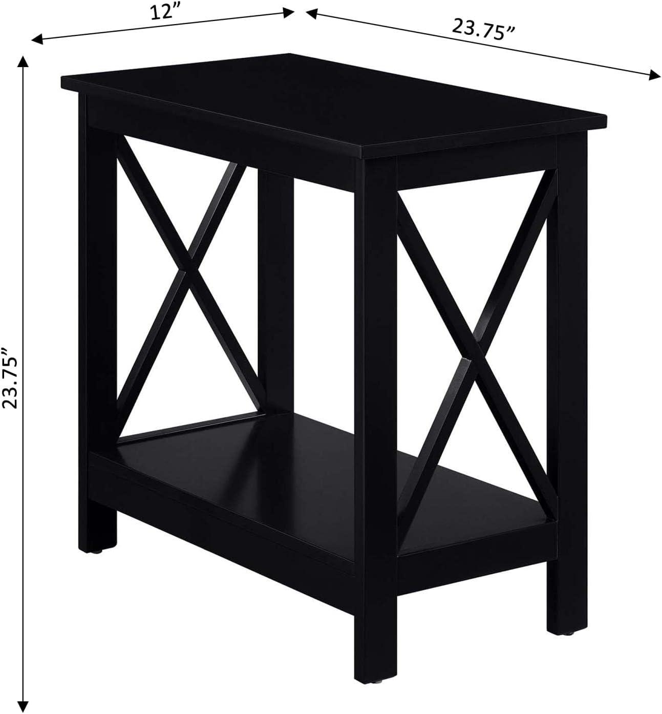 23.75 x 12 x 23.75 in. Oxford Chairside End Table with Shelf, Black