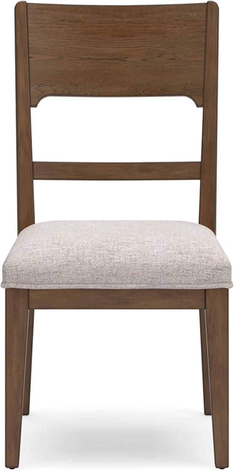 Brown Upholstered Wood Casual Side Chair