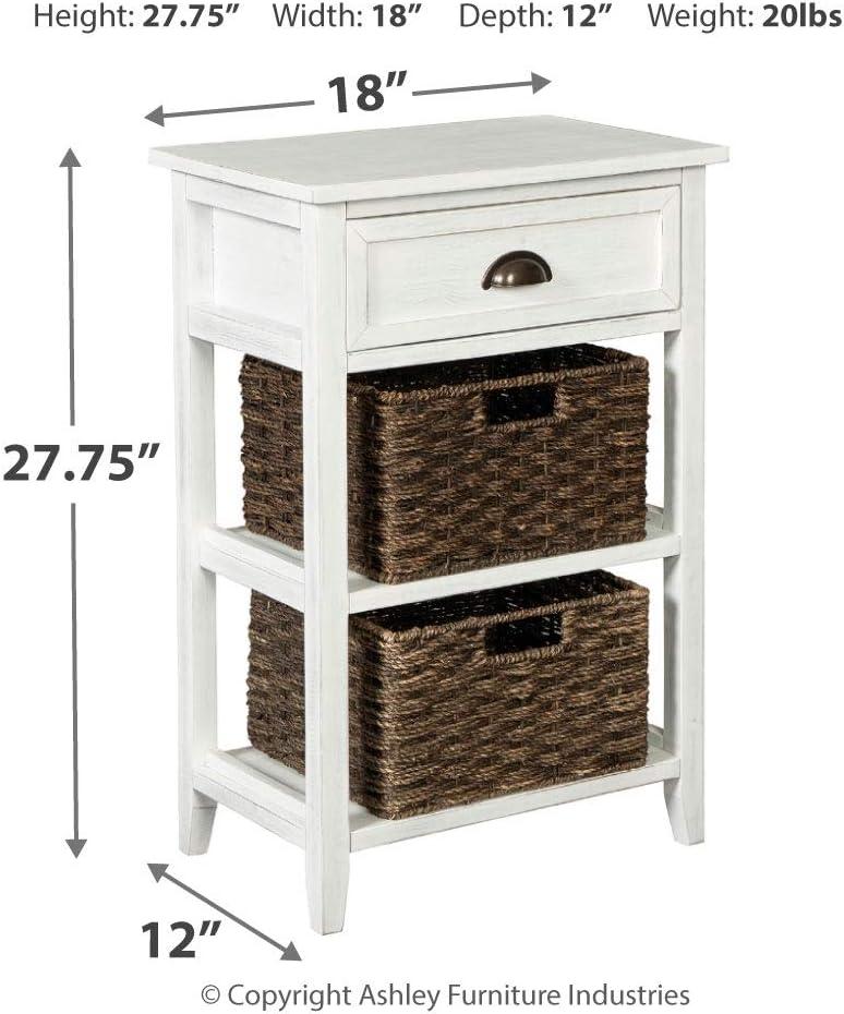 White Rectangular Wood Accent Table with Storage