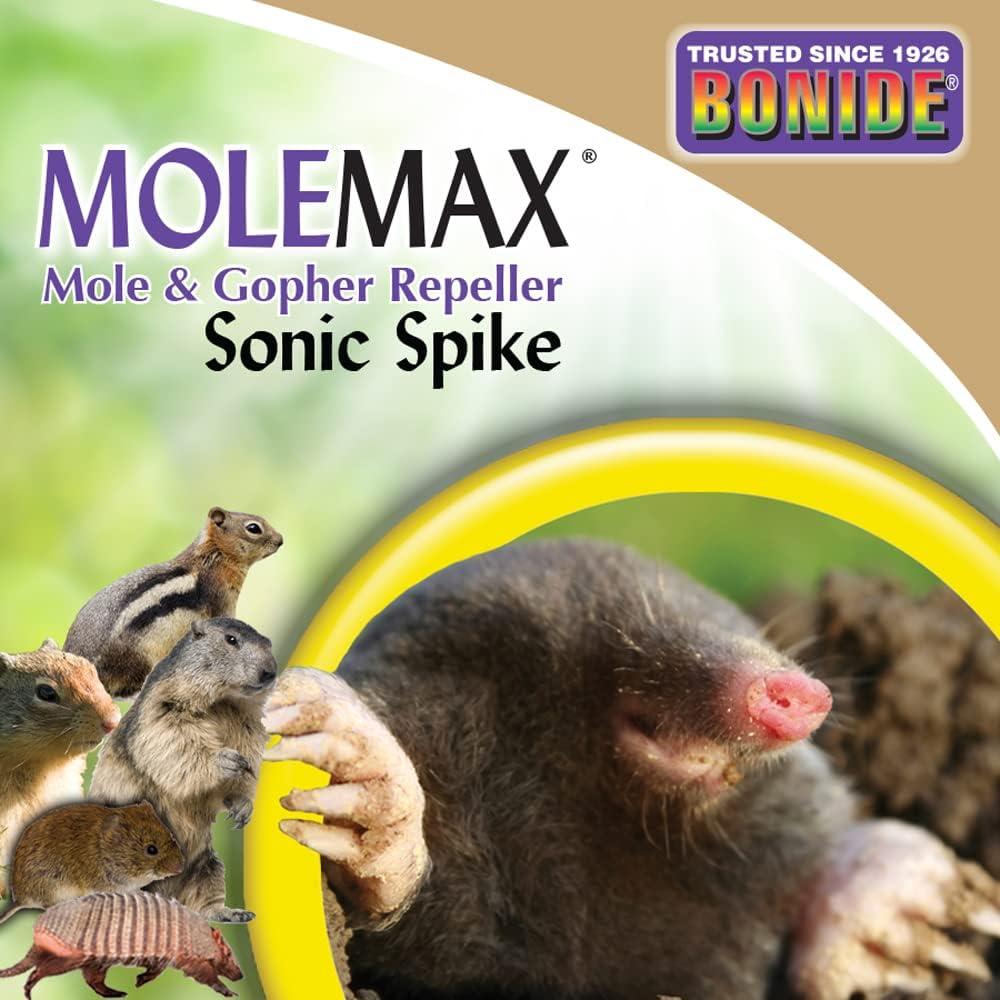 Bonide MoleMax Mole & Gopher Repeller Solar-Powered Sonic Spike with Chatter Sound Technology