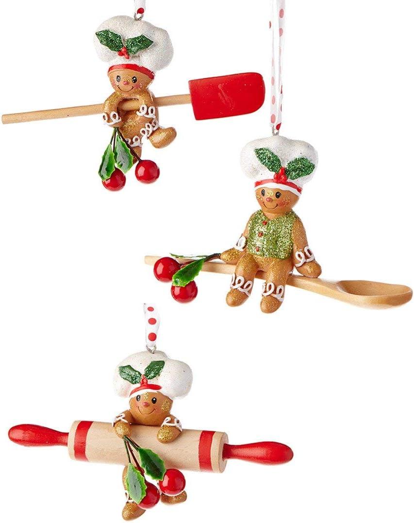 Gingerbread Chef Baking Tool Ornament Set, 4-Inch, Multicolor, Resin