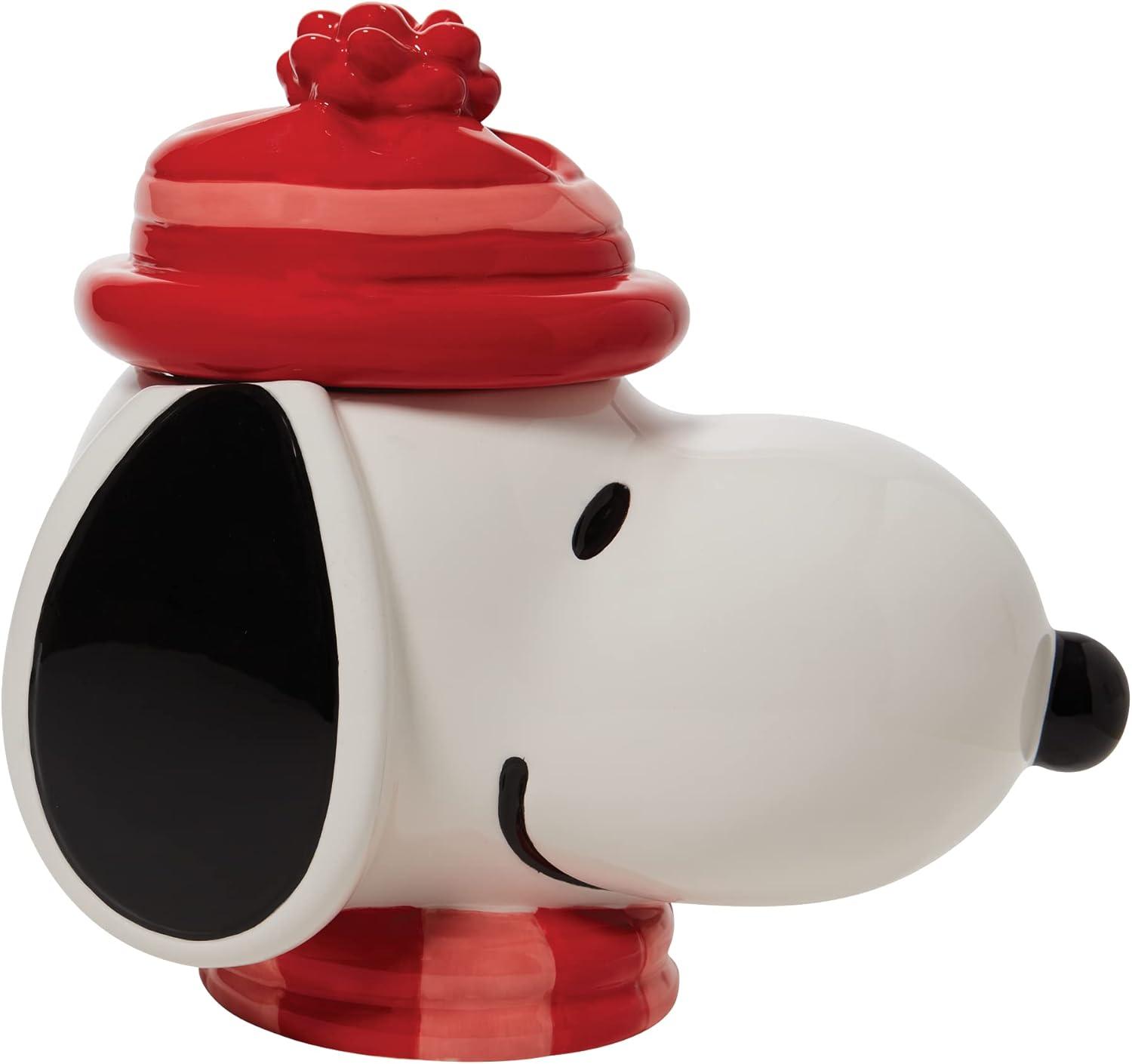 Enesco Peanuts Ceramics Snoopy Face Sculpted Canister Cookie Jar, 10.24 Inch, Multicolor