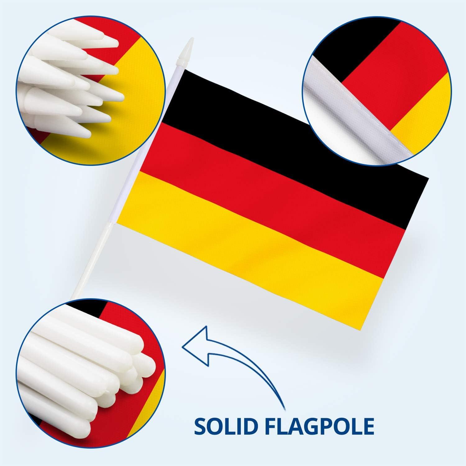 Anley Germany Mini Flag 12 Pack - Hand Held Small Miniature German Flags on Stick