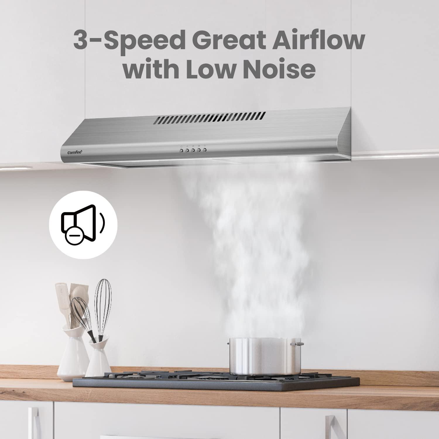 30 in. 200 CFM Convertible Ducted Under Cabinet Range Hood in Stainless Steel with 2 Reuseable Filters and 2 LED Lights