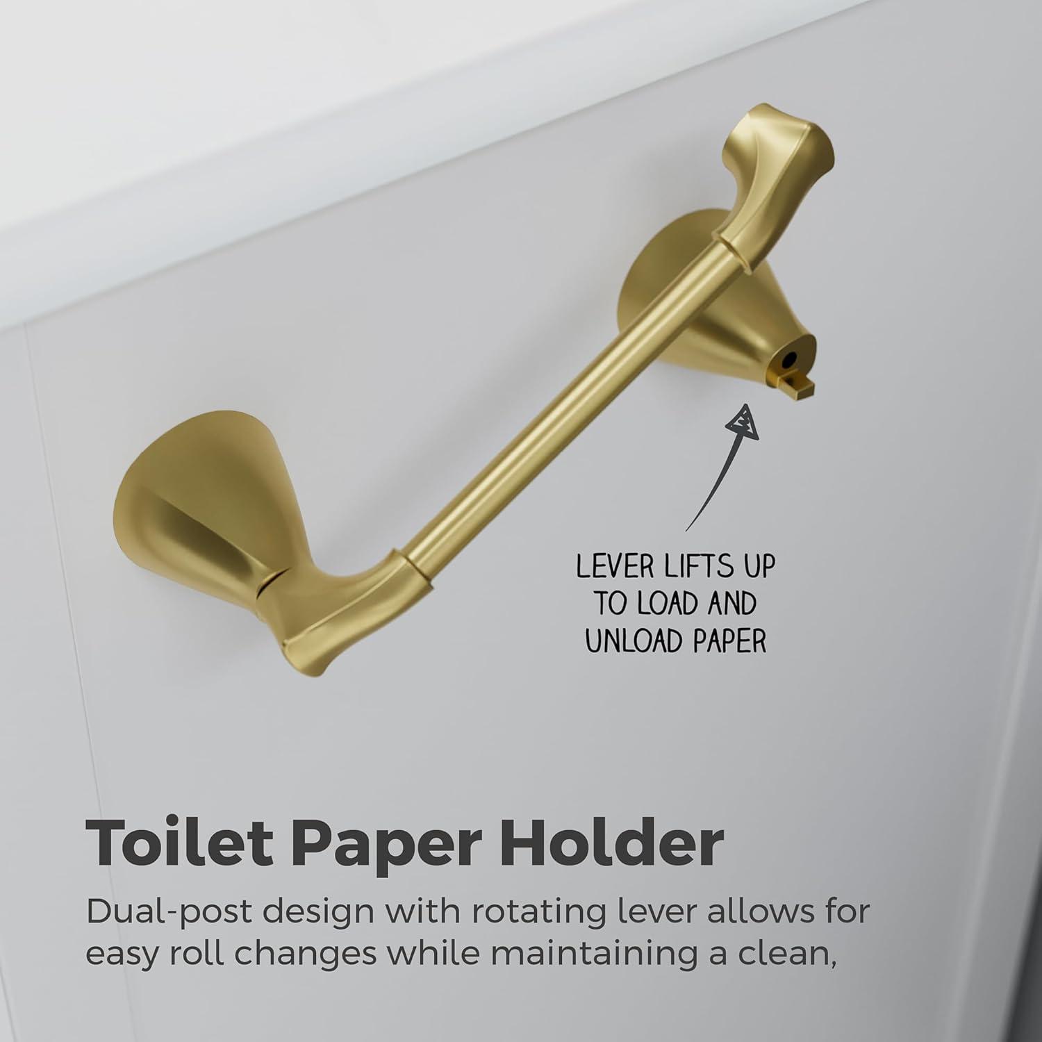 Willa Wall Mount Double Post Toilet Paper Holder in Brushed Gold