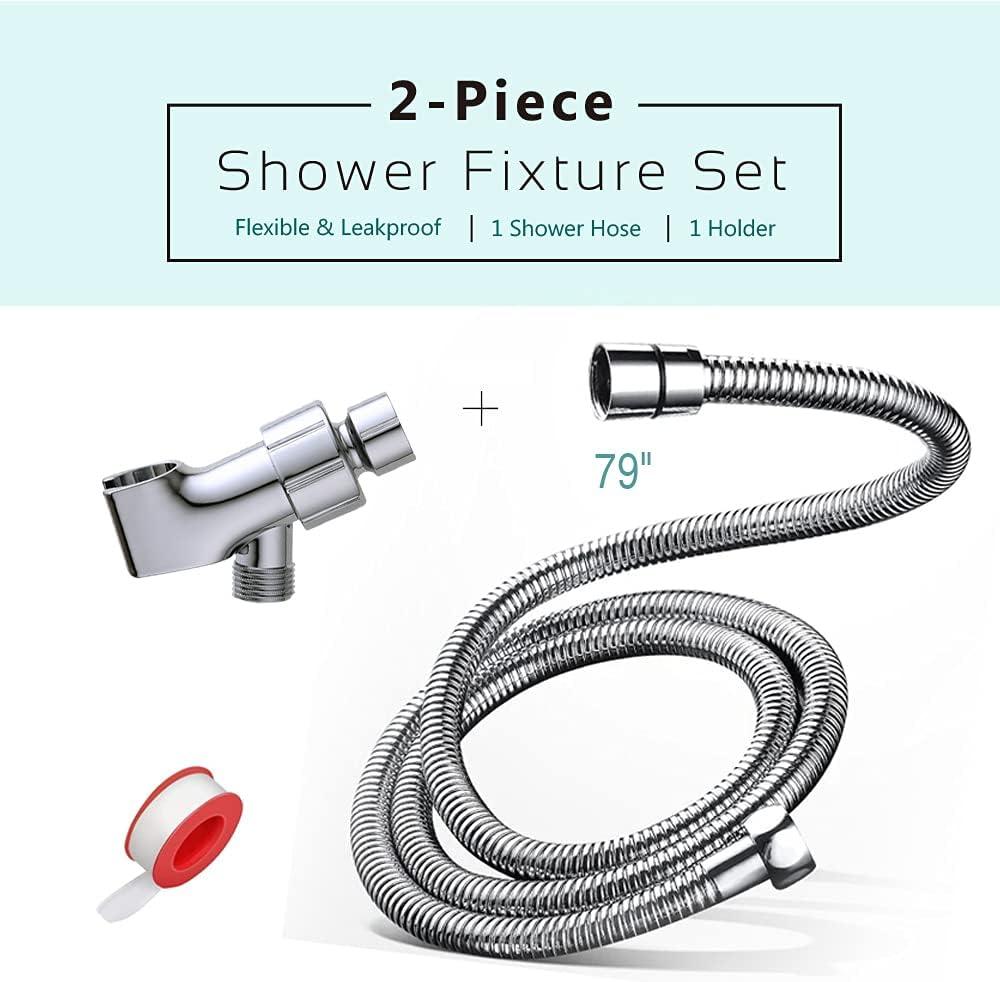 Shower Hose, 79 Inch Expandable Shower Hose Extra Long ，Bathing Toilet Cleaning, Adjustable Holder Mount and Stainless Steel Shower Hose for Handheld Shower Head, shower hose and holder, Chrome