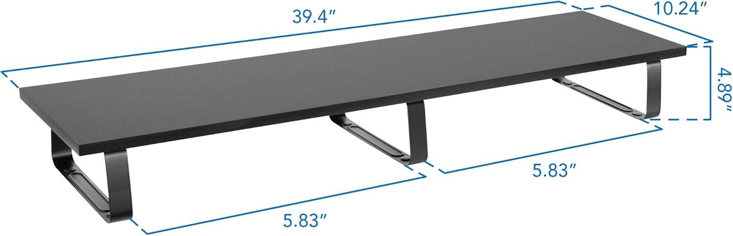 Extra Wide Black Steel and Wood Dual Monitor Stand