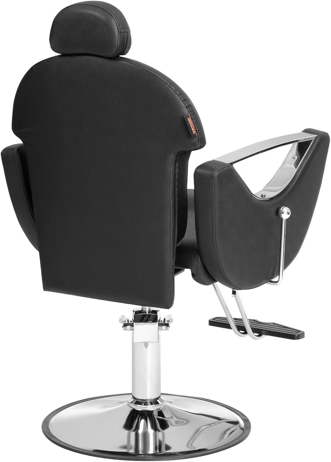 Salon Chair, Hydraulic Recliner Barber Chair for Hair Stylist, 360 Deg Swivel Reclining Salon Chair, Black - 330 lbs