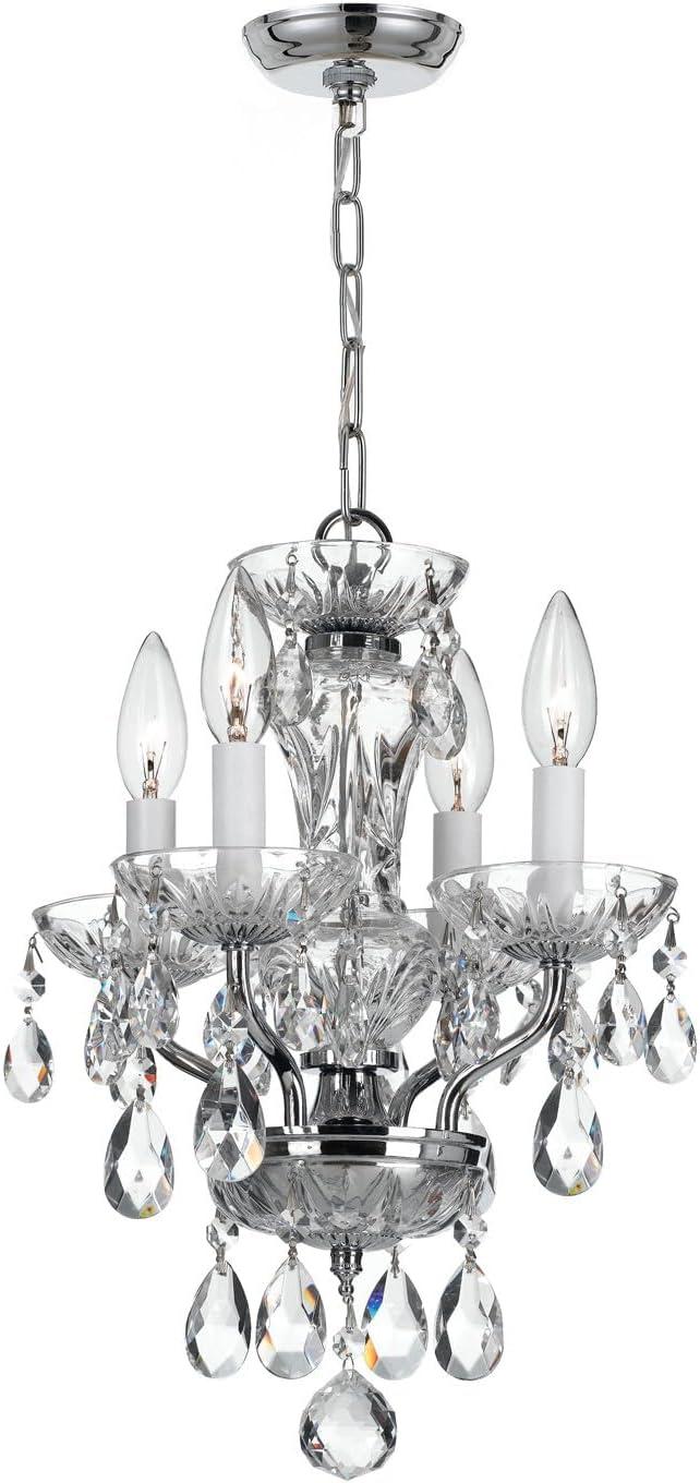 Polished Chrome Mini Chandelier with Clear Italian Crystals