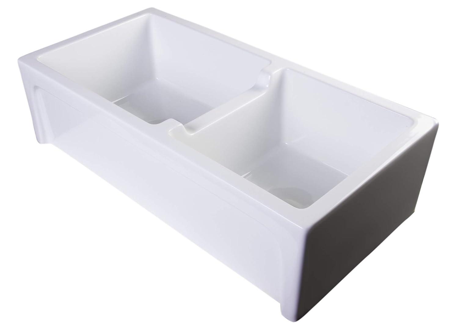 36'' L Farmhouse / Apron Double Bowl Fireclay Kitchen Sink