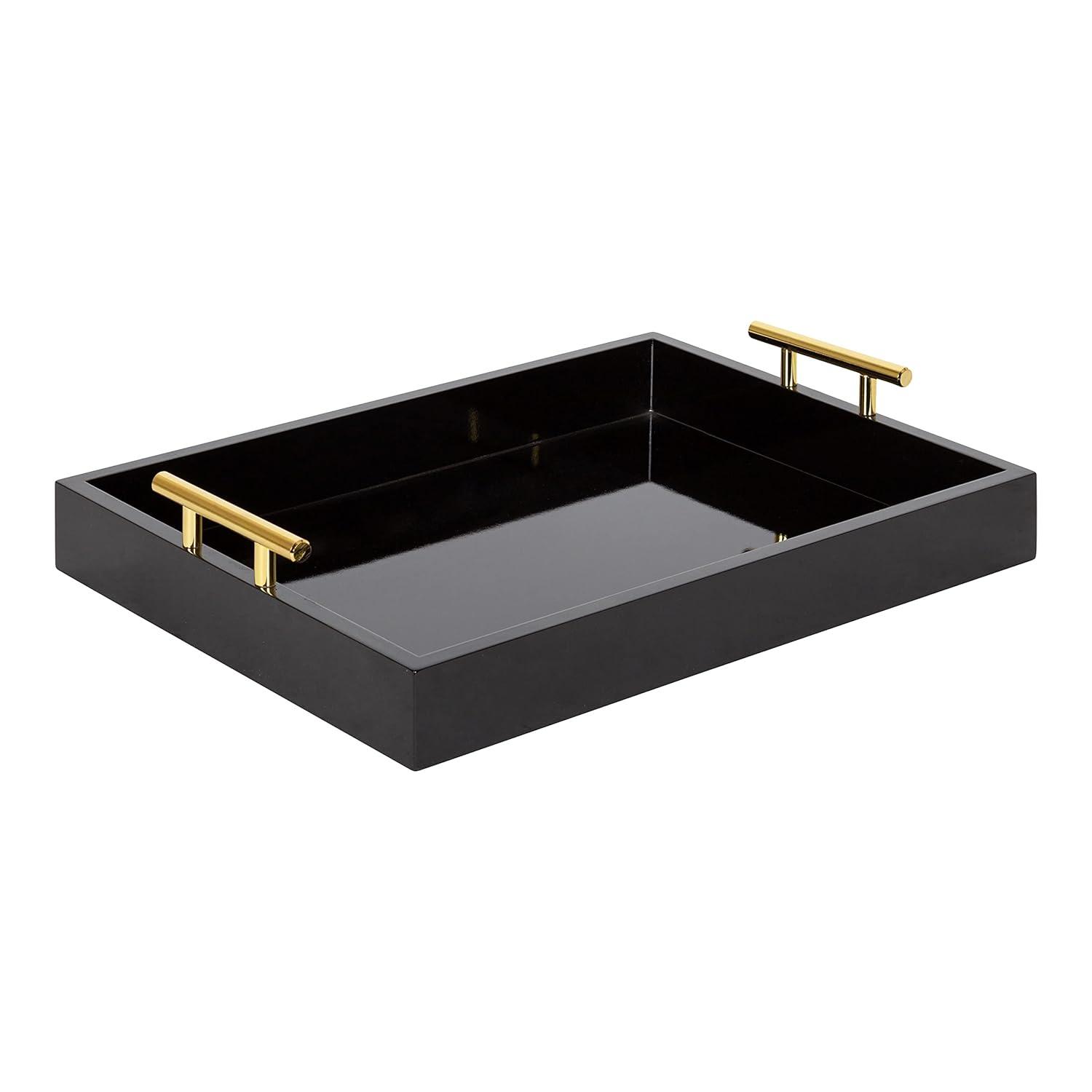 Kate and Laurel Lipton Tray, 16.5x12.25, Black and Gold