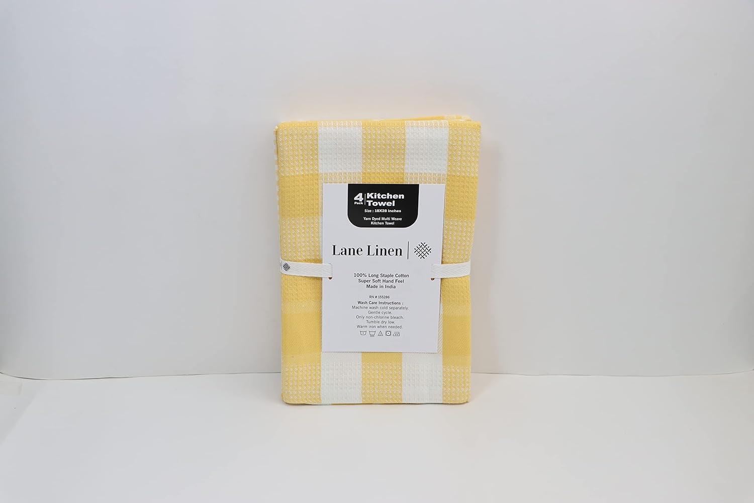 KAF Home Madison Set of 4 Absorbent, Durable and Soft Kitchen Towels | 18" x 28"  - Sunshine