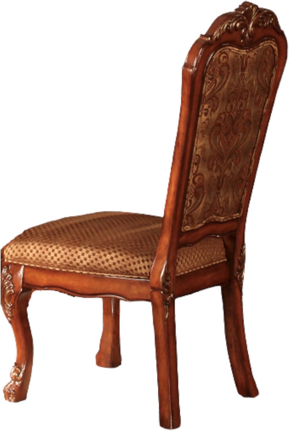 Acme Dresden Side Chair in Fabric and Cherry Oak (Set of 2)